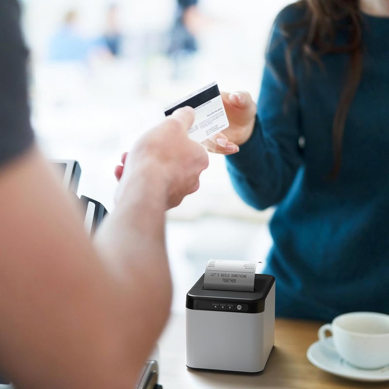 Bisofice طابعة إيصالات 80 مم طابعة حرارية ESC/POS طابعة مكتبية طباعة مباشرة اتصال USB + LAN كفاءة عالية مع قاطع تلقائي سلة ورق كبيرة للأعمال التجارية والشحن والمطاعم والمطابخ والسوبرماركت - Image 5